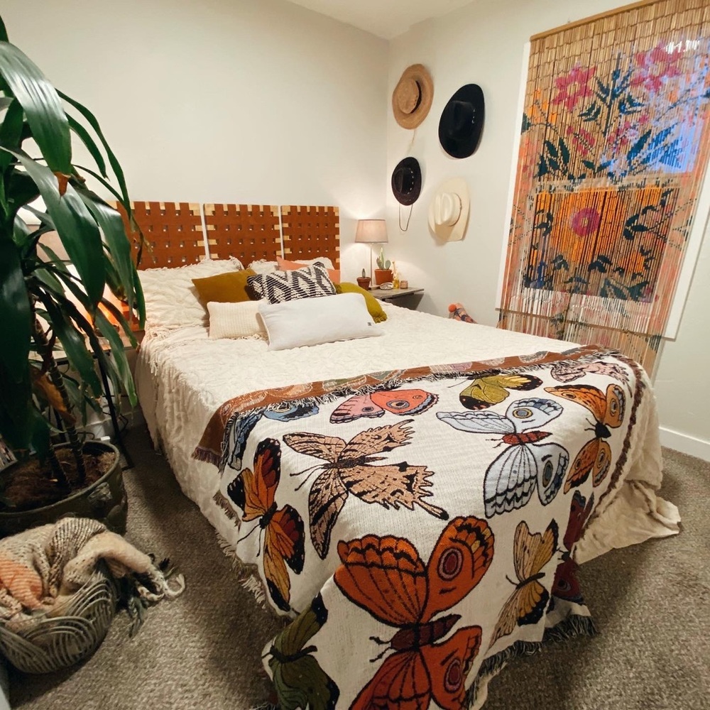 Multi-Frame Leather Woven Headboard
